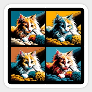 Domestic Long Hair Pop Art - Cute Kitties Sticker